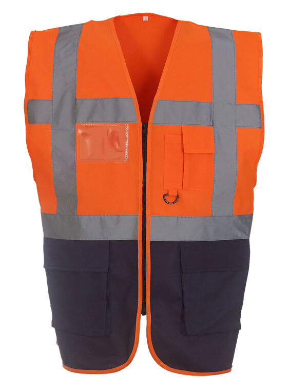 HVW801 Yoko Hi-Vis Executive Waistcoat Orange/Navy