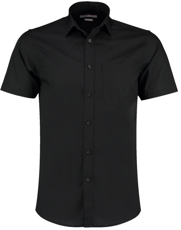 KK141 Kustom Kit Tailored Fit Short Sleeve Poplin Shirt Black KK141 Kustom Kit Tailored Fit Short Sleeve Poplin Shirt Black