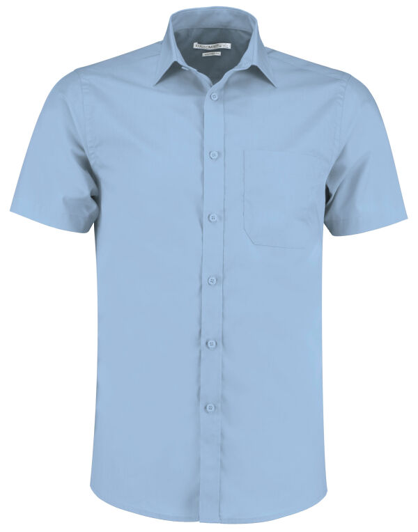 KK141 Kustom Kit Tailored Fit Short Sleeve Poplin Shirt Light Blue KK141 Kustom Kit Tailored Fit Short Sleeve Poplin Shirt Light Blue