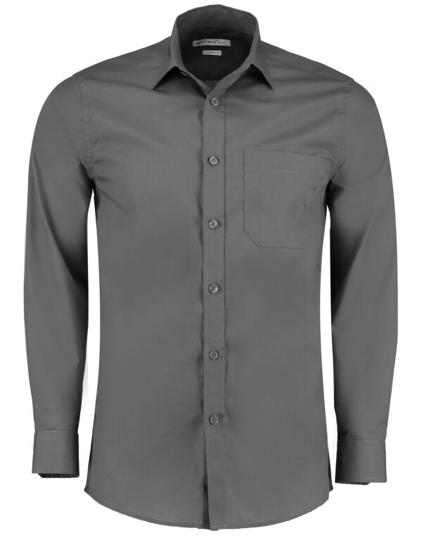 KK142 Kustom Kit Tailored Fit Long Sleeve Poplin Shirt Graphite KK142 Kustom Kit Tailored Fit Long Sleeve Poplin Shirt Graphite