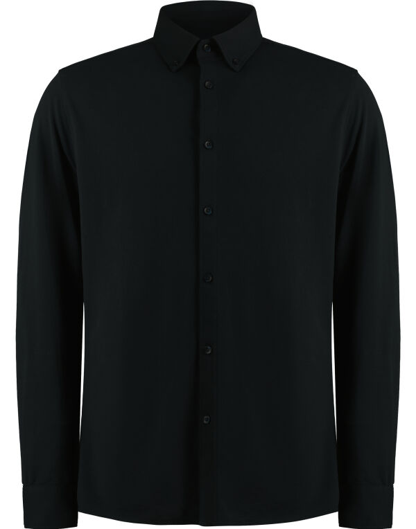 KK143 Kustom Kit Tailored Fit Superwash Pique Shirt (LS) Black