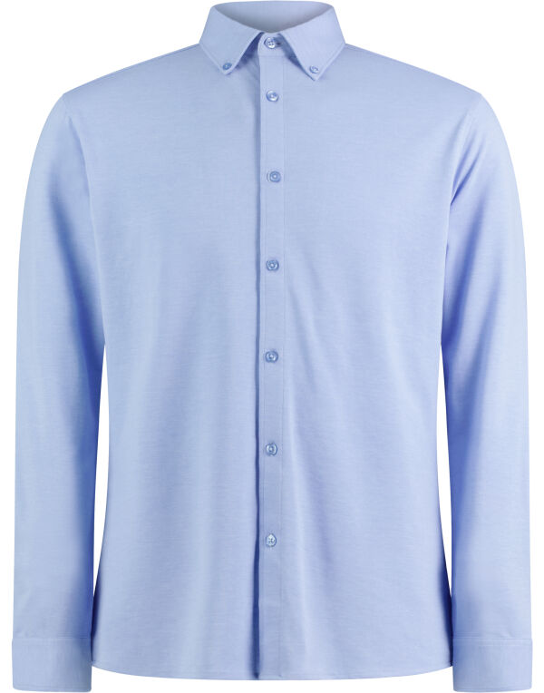 KK143 Kustom Kit Tailored Fit Superwash Pique Shirt (LS) Light Heather Blue