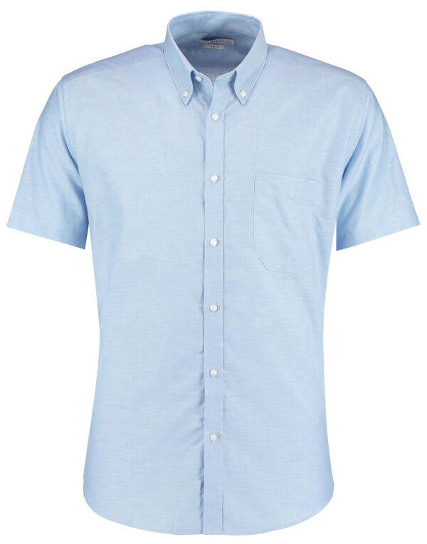 KK183 Kustom Kit Slim Fit S/Sleeve Workwear Oxford Shirt Light Blue