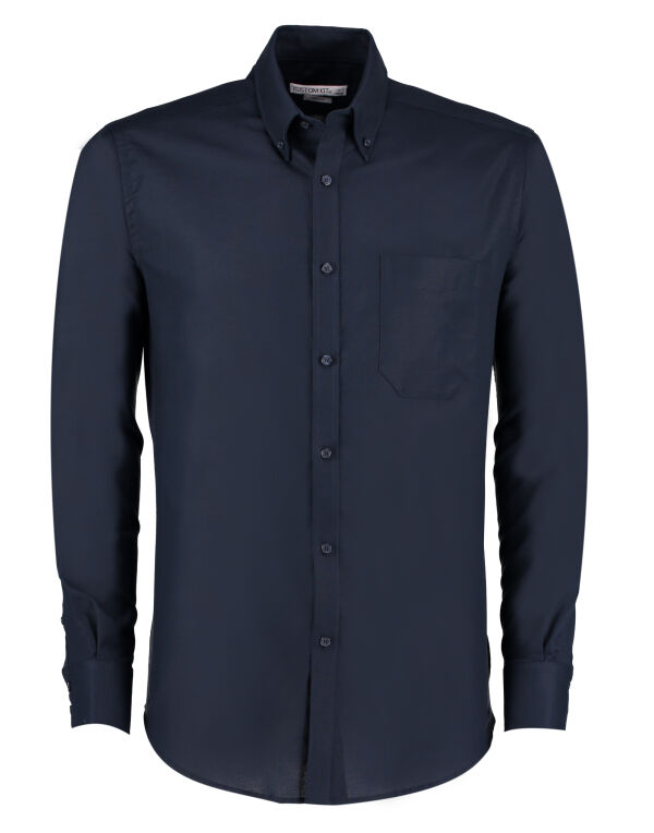 KK184 Kustom Kit Slim Fit L/Sleeve Workwear Oxford Shirt Navy