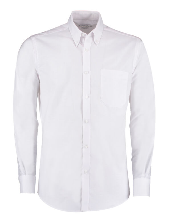 KK184 Kustom Kit Slim Fit L/Sleeve Workwear Oxford Shirt White