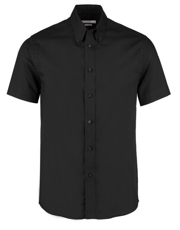 KK187 Kustom Kit Tailored S/Sleeve Premium Oxford Shirt Black