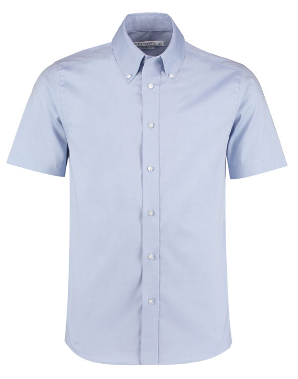 KK187 Kustom Kit Tailored S/Sleeve Premium Oxford Shirt Light Blue