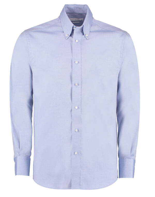 KK188 Kustom Kit Tailored Fit L/Sleeve Oxford Shirt Light Blue