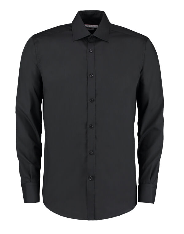 KK192 Kustom Kit Slim Fit L/Sleeve Business Shirt Black