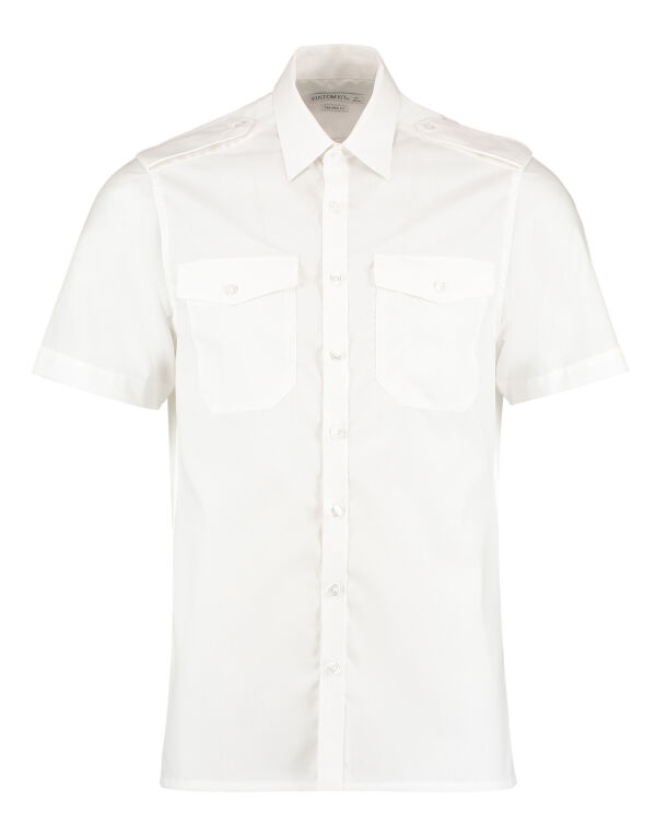 KK133 Kustom Kit Tailored Fit S/Sleeved Pilot Shirt White