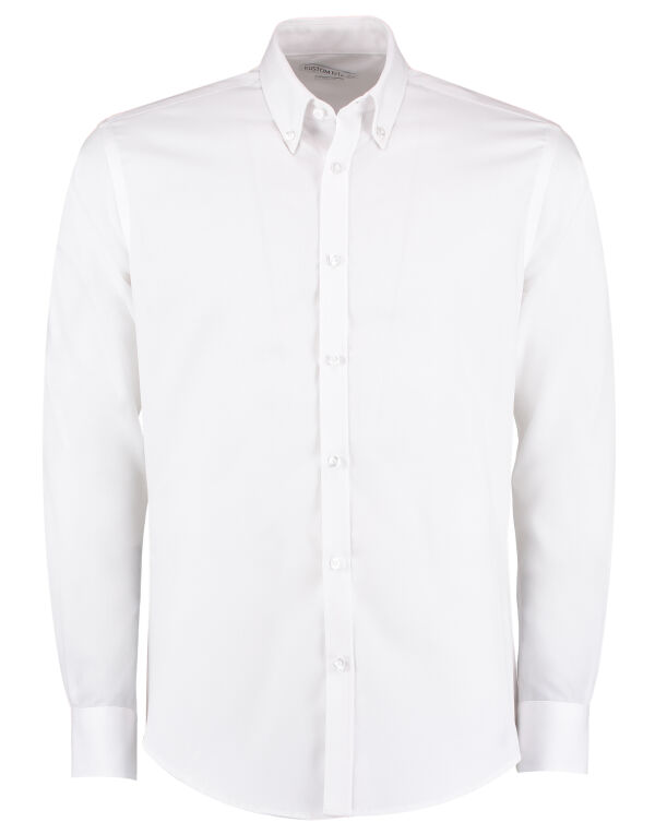 KK139 White Slim Fit Long Sleeve Non IronTwill Shirt