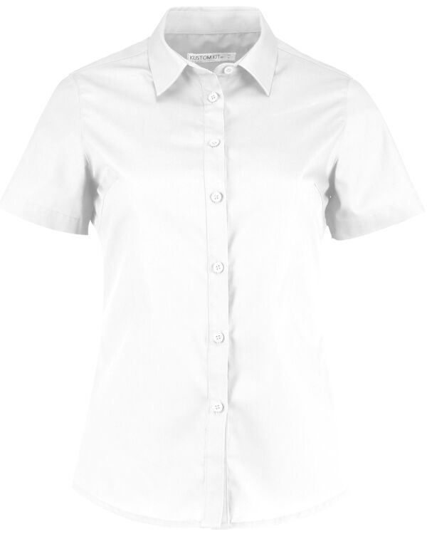 KK241 Kustom Kit Tailored Fit Short Sleeve Poplin Shirt White KK241 Kustom Kit Tailored Fit Short Sleeve Poplin Shirt White