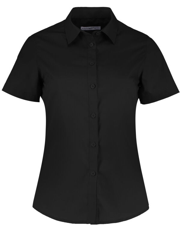 KK241 Kustom Kit Tailored Fit Short Sleeve Poplin Shirt Black KK241 Kustom Kit Tailored Fit Short Sleeve Poplin Shirt Black