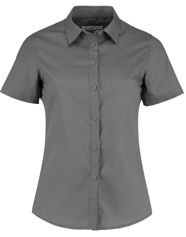 KK241 Kustom Kit Tailored Fit Short Sleeve Poplin Shirt Graphite