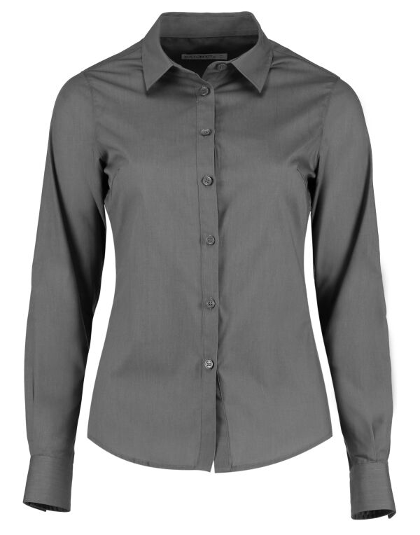 KK242 Kustom Kit Tailored Long Sleeve Poplin Shirt Graphite KK242 Kustom Kit Tailored Long Sleeve Poplin Shirt Graphite