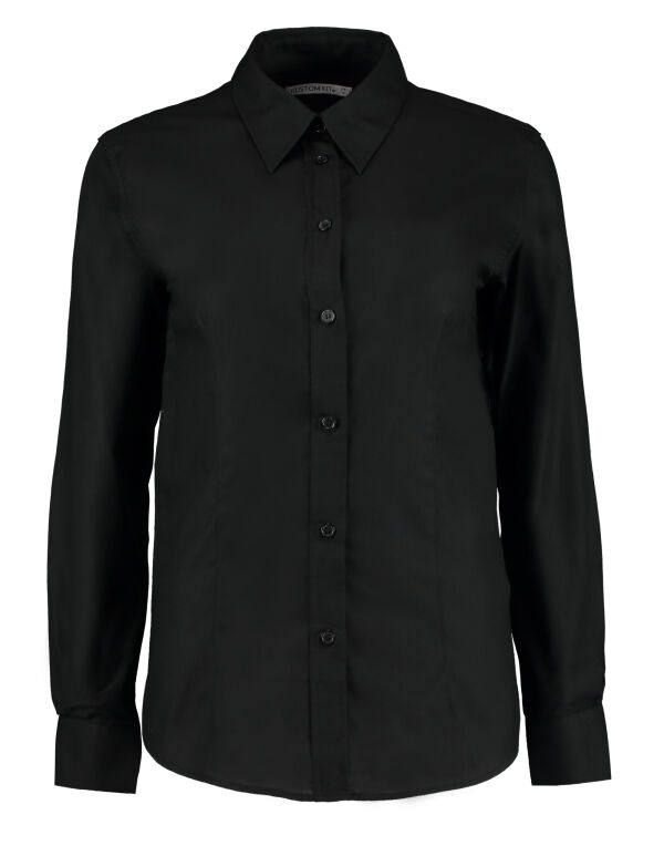 KK361 Kustom Kit Tailored L/Sleeve Workwear Oxford Shirt Black
