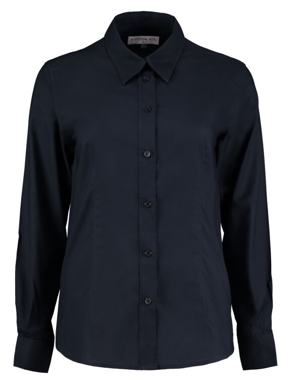 KK361 Kustom Kit Tailored L/Sleeve Workwear Oxford Shirt French Navy