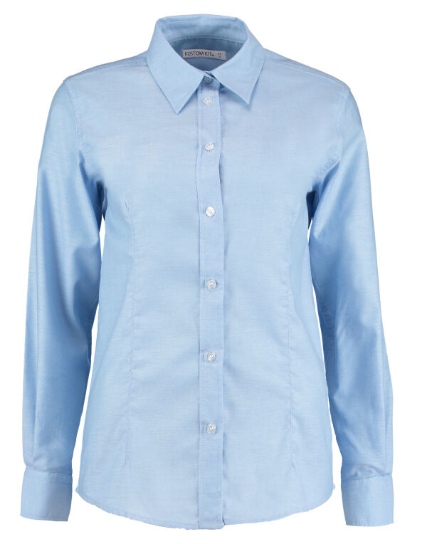 KK361 Kustom Kit Tailored L/Sleeve Workwear Oxford Shirt Light Blue
