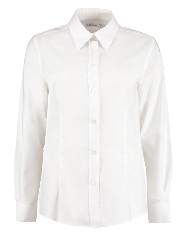 KK361 Kustom Kit Tailored L/Sleeve Workwear Oxford Shirt White