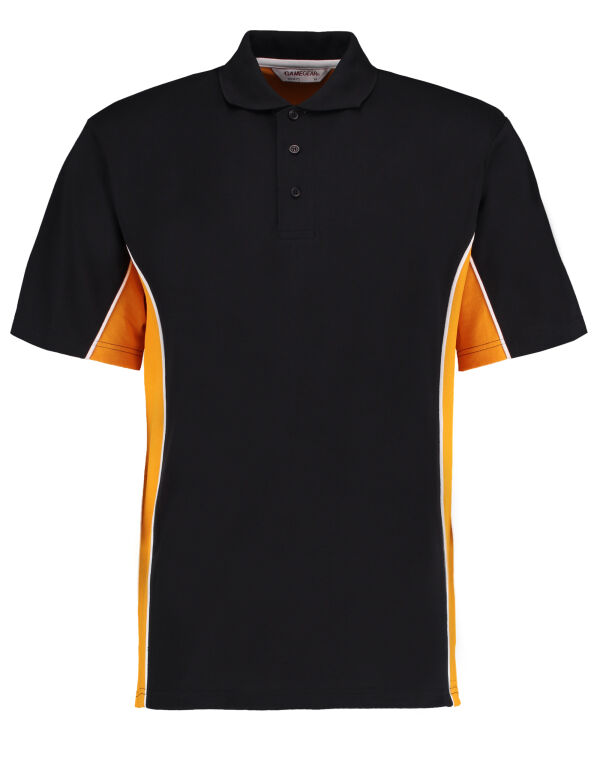 KK475 Kustom Kit Classic Fit Track Polo Black/Gold/White