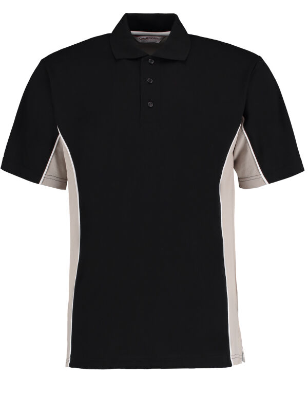 KK475 Kustom Kit Classic Fit Track Polo Black/Grey/White