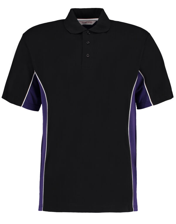 KK475 Kustom Kit Classic Fit Track Polo Black/Purple/White