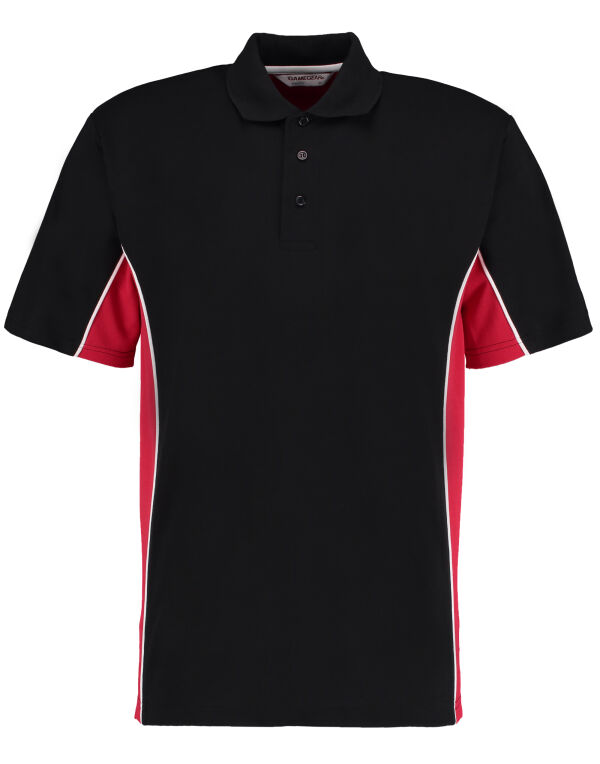 KK475 Kustom Kit Classic Fit Track Polo Black/Red/White