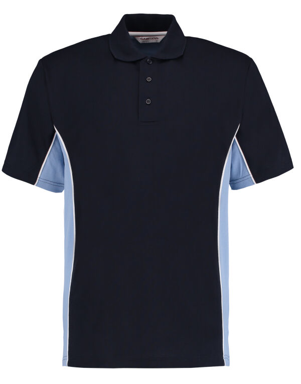 KK475 Kustom Kit Classic Fit Track Polo Navy/Light Blue/White