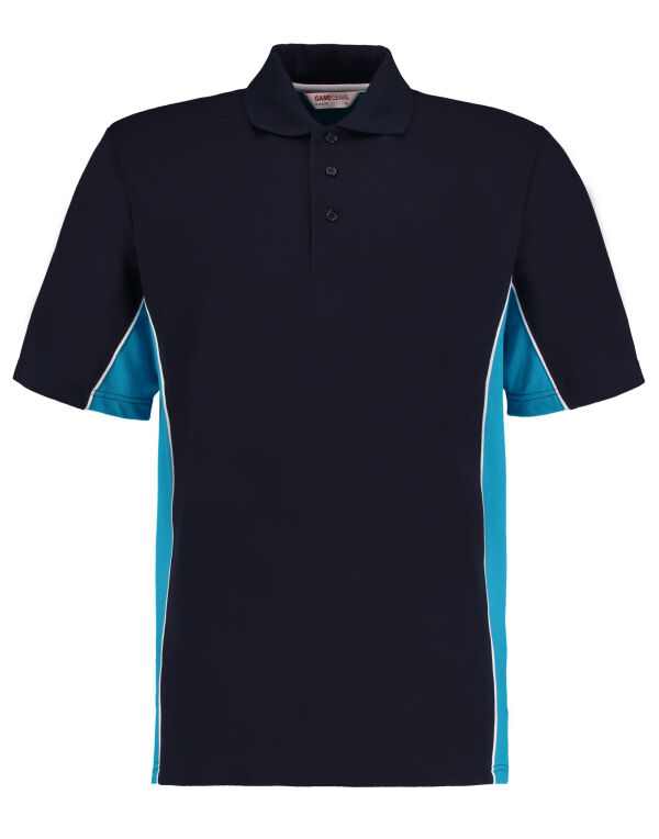 KK475 Kustom Kit Classic Fit Track Polo Navy/ Turqoise