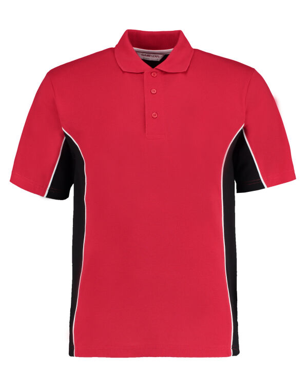 KK475 Kustom Kit Classic Fit Track Polo Red/Black/White