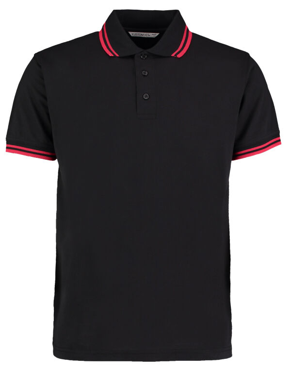 KK409 Kustom Kit Classic Fit Tipped Collar Polo Black/Red