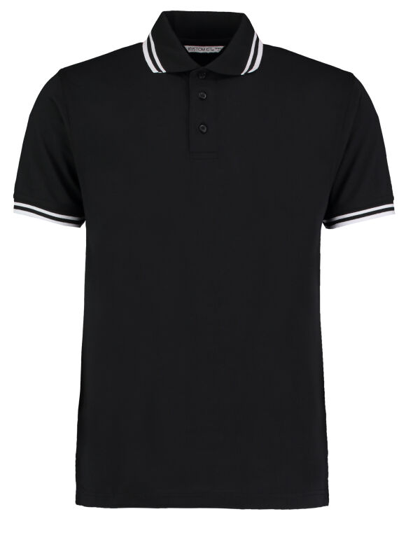 KK409 Kustom Kit Classic Fit Tipped Collar Polo Black/White