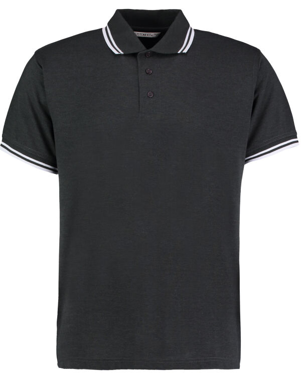 KK409 Kustom Kit Classic Fit Tipped Collar Polo Graphite/ White