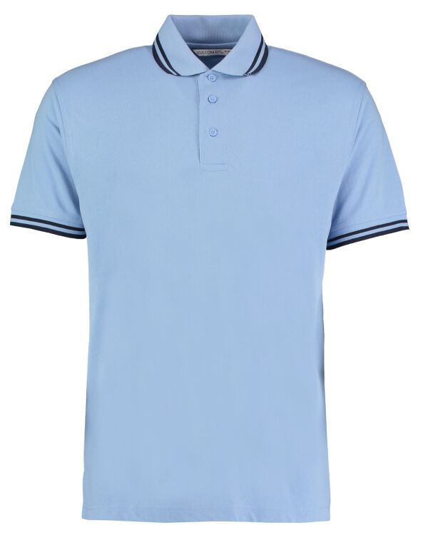 KK409 Kustom Kit Classic Fit Tipped Collar Polo Light Blue/Navy