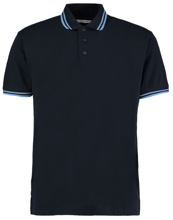KK409 Kustom Kit Classic Fit Tipped Collar Polo Navy/Light Blue