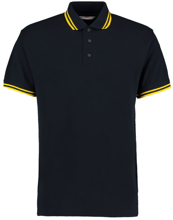 KK409 Kustom Kit Classic Fit Tipped Collar Polo Navy/Yellow