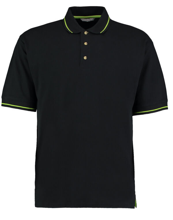 KK606 Kustom Kit Classic Fit St.Mellion Polo Black/Lime
