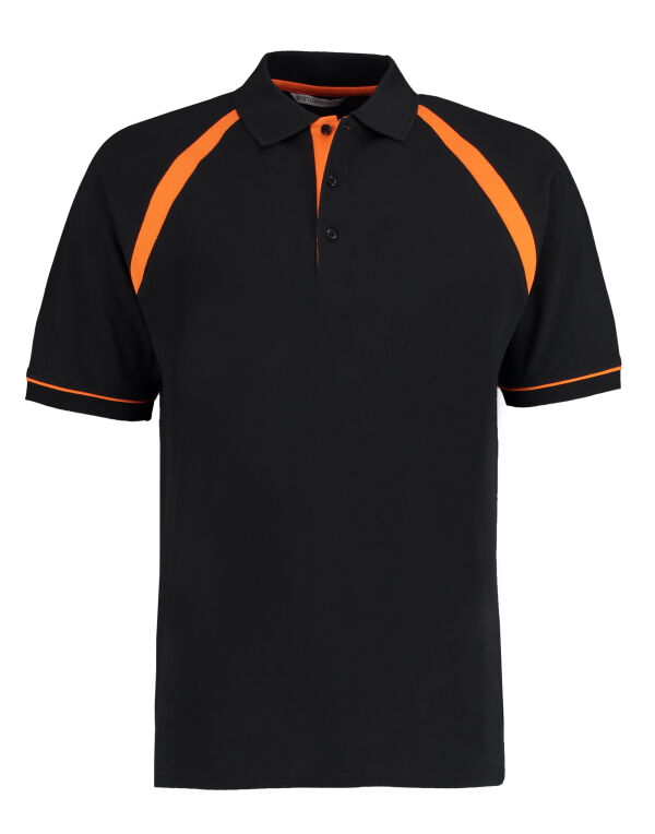 KK615 Kustom Kit Classic Fit Oak Hill Polo Black/Orange