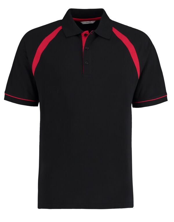 KK615 Kustom Kit Classic Fit Oak Hill Polo Black/Bright Red