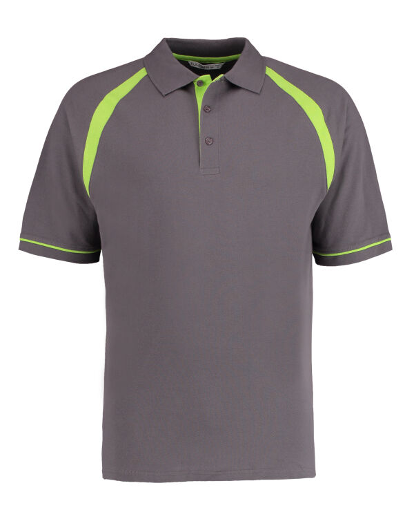 KK615 Kustom Kit Classic Fit Oak Hill Polo Charcoal/ Lime