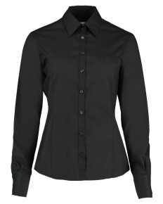 KK743F Kustom Kit Tailored Fit L/S Business Shirt Black