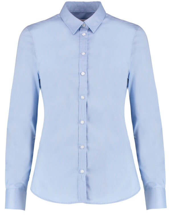 KK782 Kustom Kit Tailored Fit L/S Stretch Oxford Shirt Light Blue