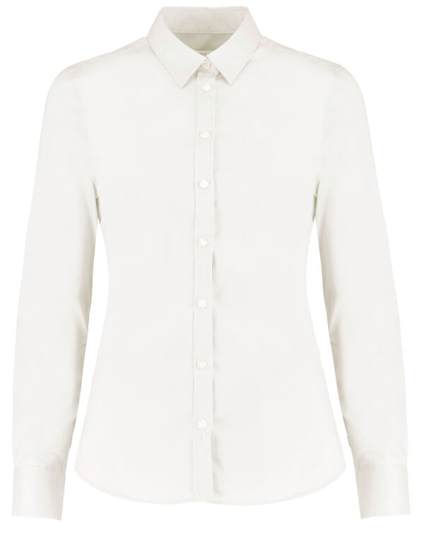KK782 Kustom Kit Tailored Fit L/S Stretch Oxford Shirt White