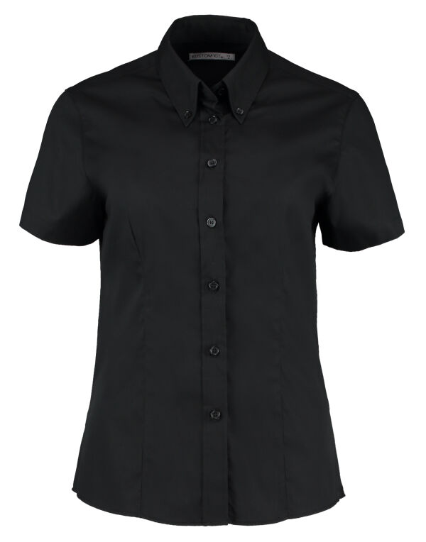 KK701 Kustom Kit Tailored S/Sleeve Premium Oxford Shirt Black
