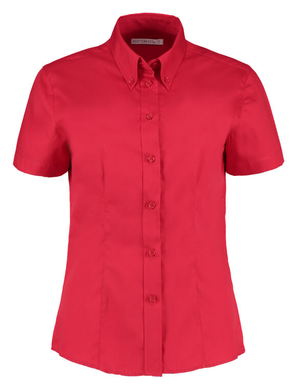 KK701 Kustom Kit Tailored S/Sleeve Premium Oxford Shirt Red