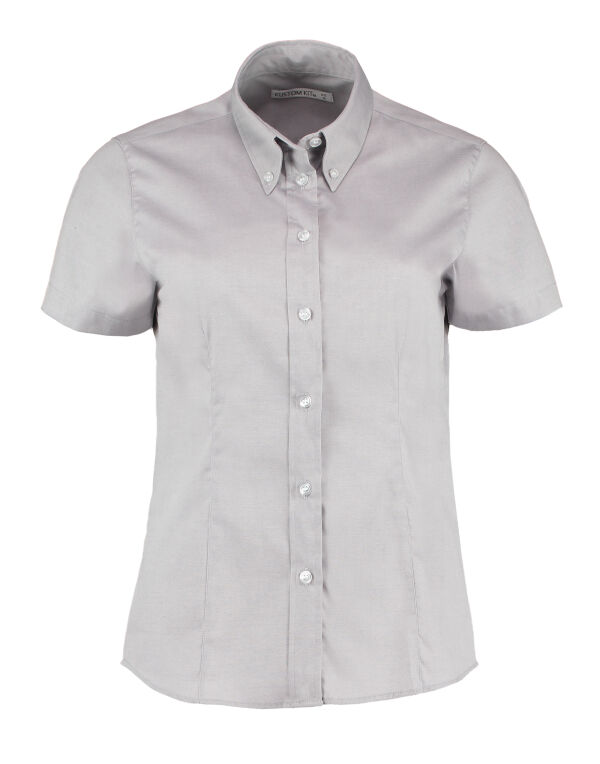 KK701 Kustom Kit Tailored S/Sleeve Premium Oxford Shirt Silver Grey