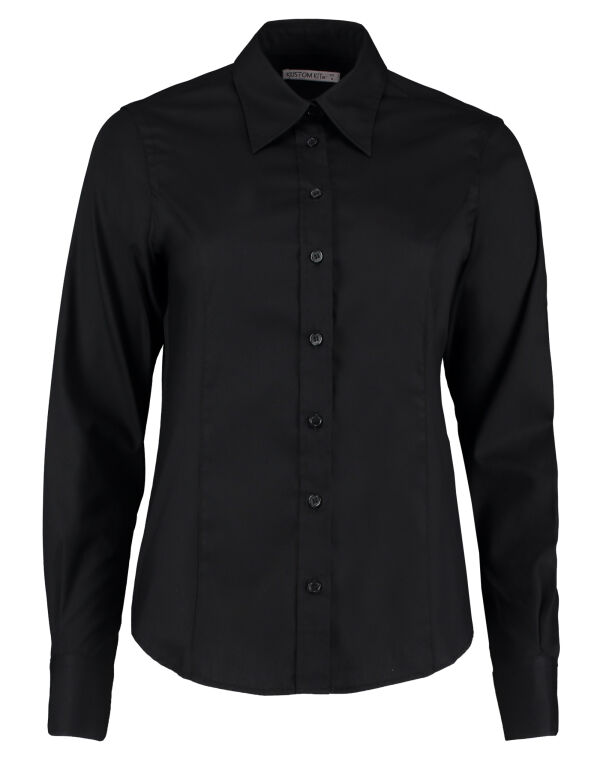 KK702 Kustom Kit Tailored L/Sleeve Premium Oxford Shirt Black