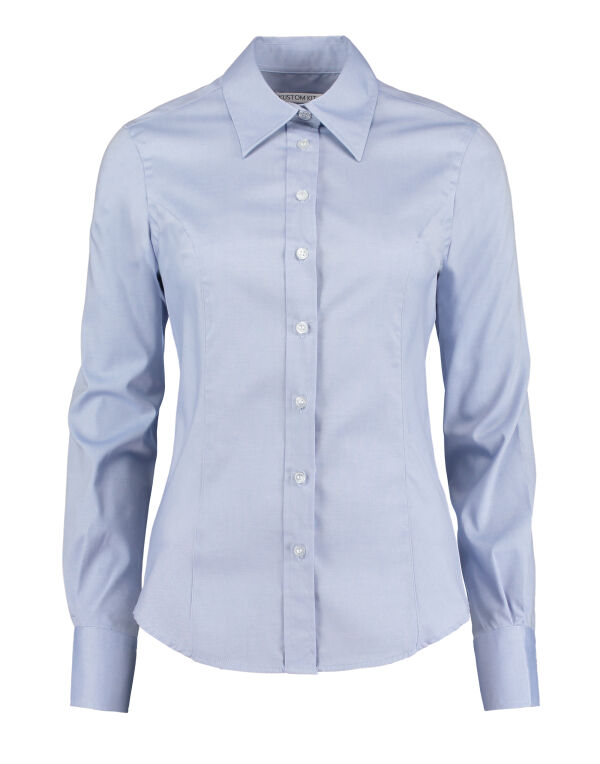 KK702 Kustom Kit Tailored L/Sleeve Premium Oxford Shirt Light Blue