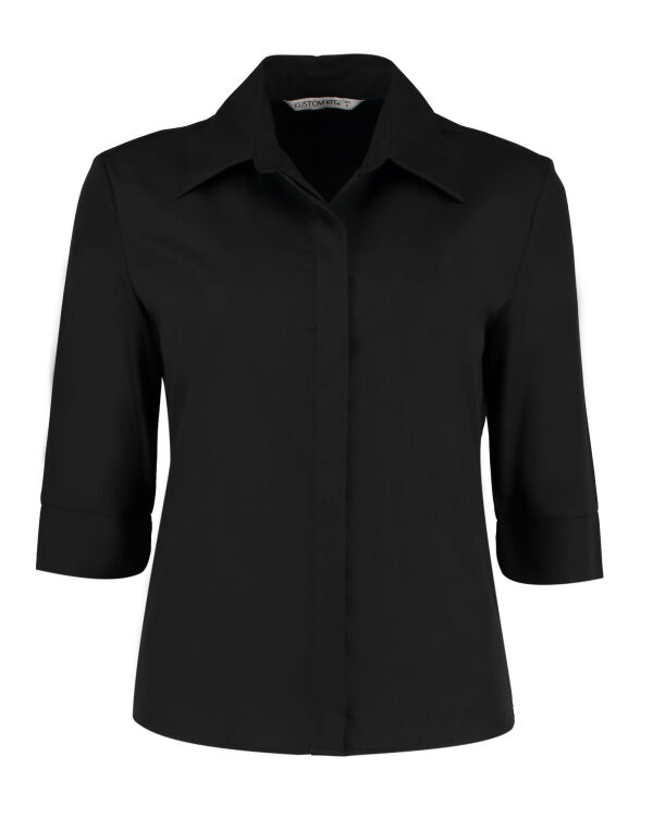 KK715 Kustom Kit Tailored Fit 3/4 Sleeve Blouse Black