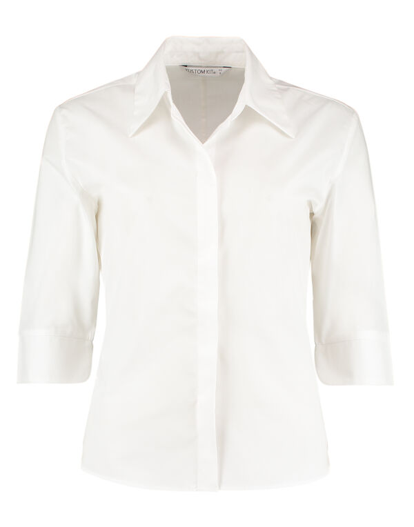KK715 Kustom Kit Tailored Fit 3/4 Sleeve Blouse White